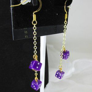 Gold Plated 'Feeling Lucky?' Dice Earrings